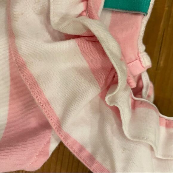 Miley & Kate Tank Top Pink White Striped Ruffle Neck Shirt Infant Size 12M - Picture 4 of 11